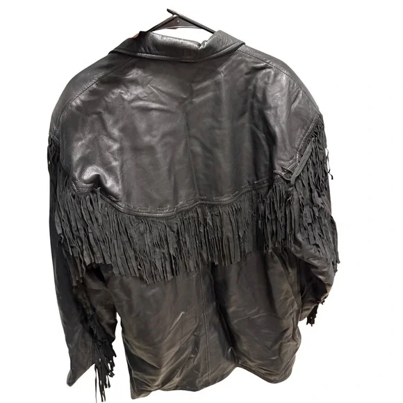 Wild Wild West Arrowsmith Black Leather Fringe Western Jacket Mens XL
